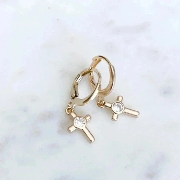 Cross Hoops Earrings - Picture 2 of 6